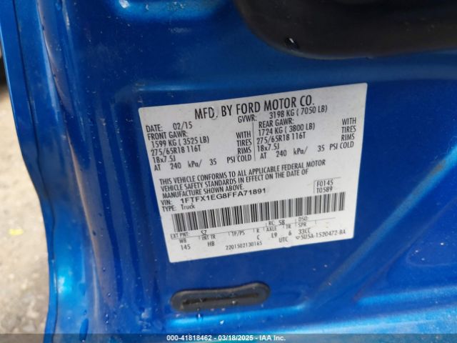 1FTFX1EG8FFA71891 Ford F-150 Lariat