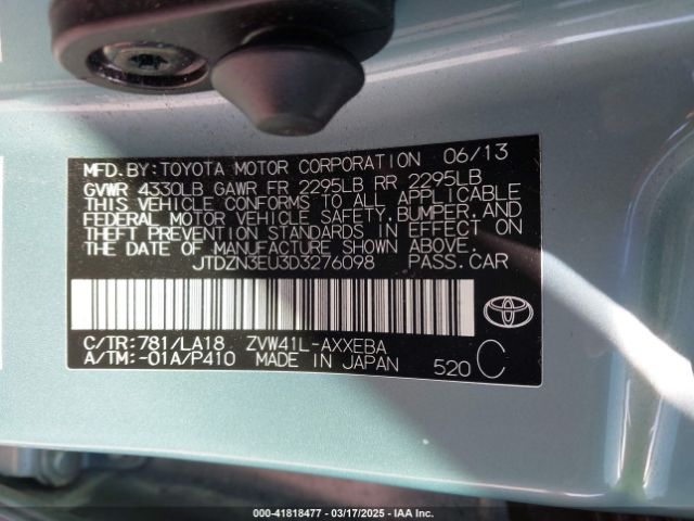 2013 TOYOTA PRIUS V JTDZN3EU3D3276098 Photo 8