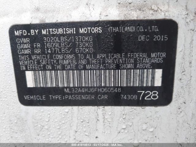 ML32A4HJ6FH060548 Mitsubishi Mirage Rf
