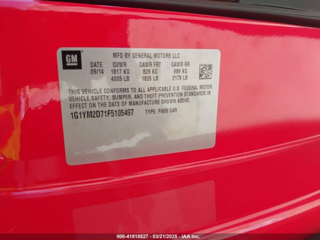2015 CHEVROLET CORVETTE 1G1YM2D71F5105497 Photo 8