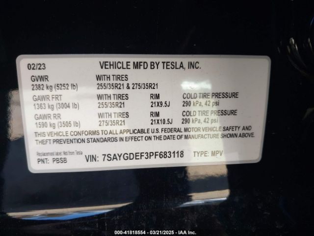 2023 TESLA MODEL Y 7SAYGDEF3PF683118 Photo 8