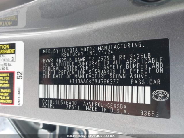 4T1DAACK2SU566377 Toyota CAMRY SE