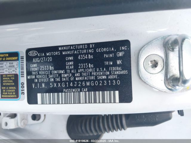 5XXG14J26MG023130 KIA K5 LXS