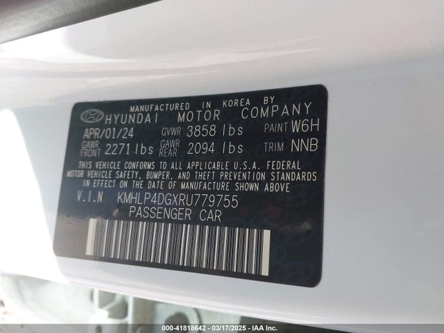 KMHLP4DGXRU779755 Hyundai Elantra Limited