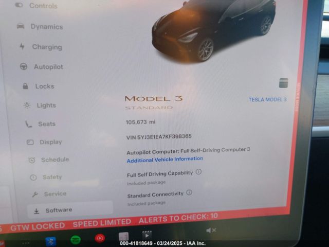 5YJ3E1EA7KF398365 Tesla Model 3 Long Range/mid Range/standard Range/standard Range Plus