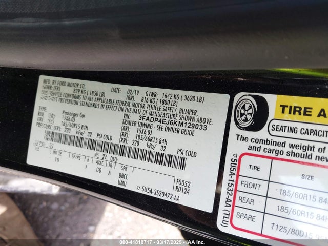 Ford FIESTA SE 2019 3FADP4EJ6KM129033 Image 9