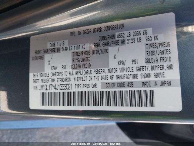 JM1GL1TY4J1333021 Mazda Mazda6 Grand Touring