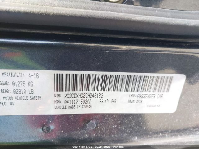 2C3CDXHG2GH246182 Dodge Charger Sxt