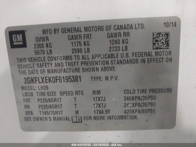 2GKFLXEK0F6195381 GMC Terrain Slt-1