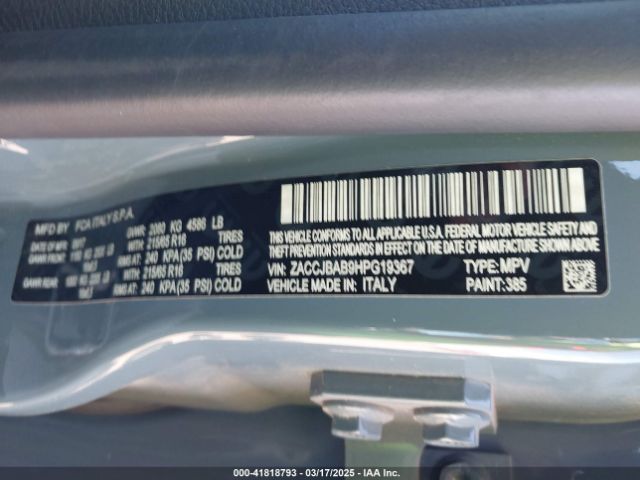 ZACCJBAB9HPG19367 Jeep Renegade Sport 4x4