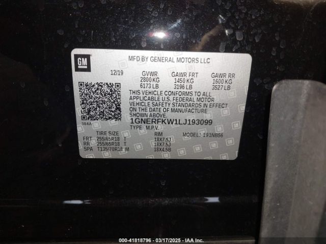 1GNERFKW1LJ193099 Chevrolet Traverse Fwd Ls