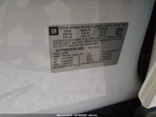 2012 CADILLAC SRX 3GYFNBE33CS614655 Photo 8