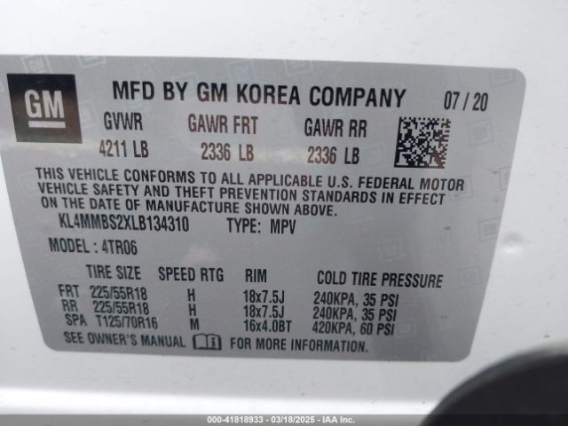 KL4MMBS2XLB134310 Buick Encore Gx Fwd Preferred