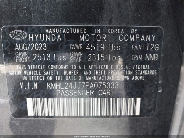 KMHL24JJ7PA075333 Hyundai Sonata Hybrid Blue