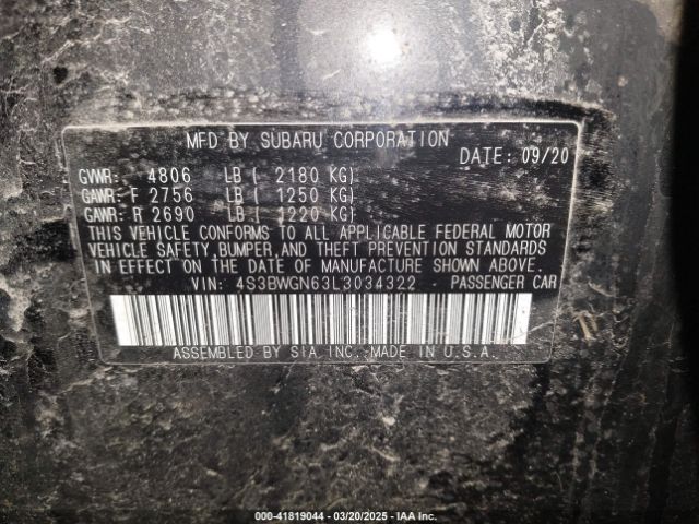 4S3BWGN63L3034322 Subaru Legacy Limited Xt