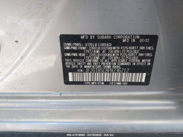 JF2GTHSC8PH236212 Subaru Crosstrek Sport