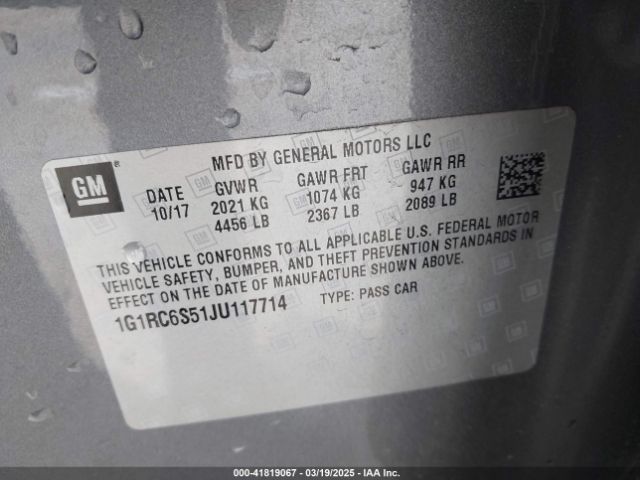 1G1RC6S51JU117714 Chevrolet VOLT LT