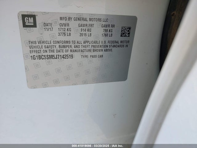 1G1BC5SM5J7142519 Chevrolet Cruze Ls Auto