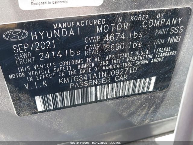 KMTG34TA1NU092710 Genesis G70 2.0t Rwd