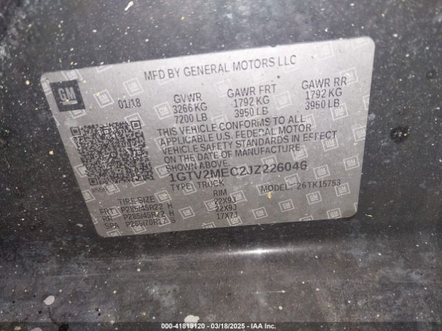 1GTV2MEC2JZ226046 GMC Sierra 1500 Sle