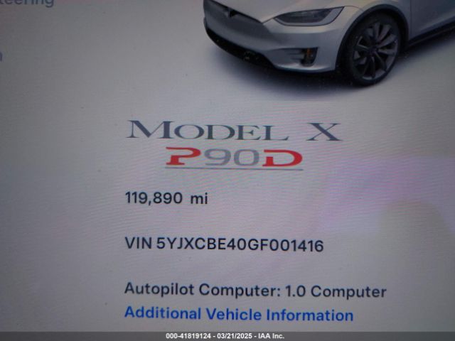 5YJXCBE40GF001416 Tesla Model X 75d/p100d/p90d