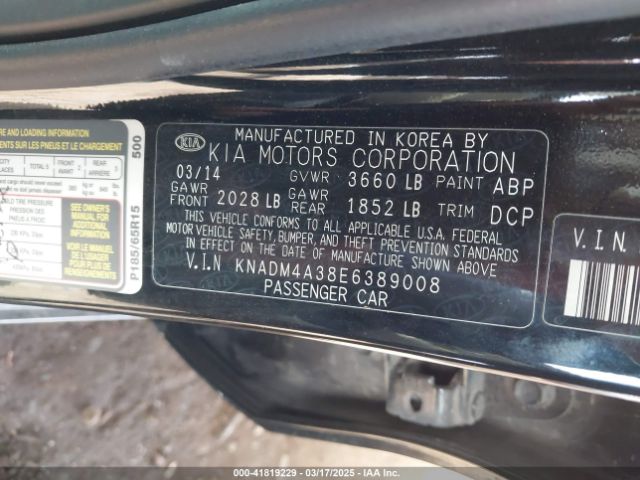 KNADM4A38E6389008 KIA dohc gamma