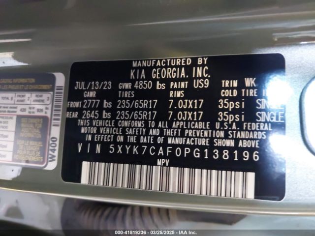 5XYK7CAF0PG138196 KIA Sportage