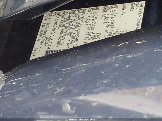 5N1AZ2MG5JN112709 Nissan MURANO SV