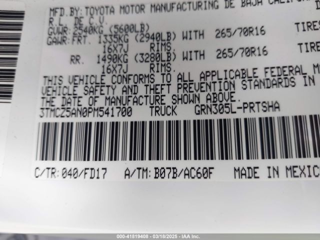 3TMCZ5AN0PM541700 Toyota Tacoma Trd Off Road