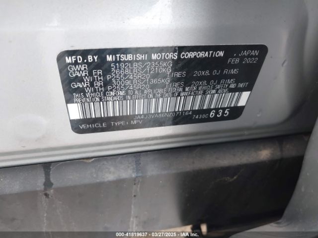 2022 MITSUBISHI OUTLANDER JA4J3VA86NZ071164 Photo 8