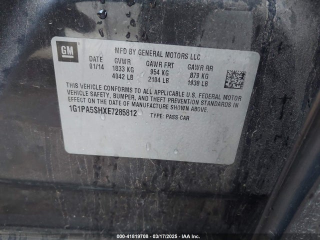 1G1PA5SHXE7285812 Chevrolet Cruze Ls Auto