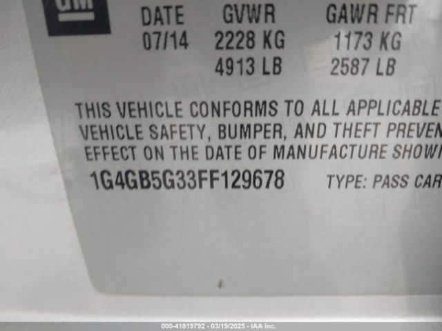 1G4GB5G33FF129678 Buick Lacrosse Leather