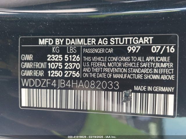 WDDZF4JB4HA082033 Mercedes-Benz E 300