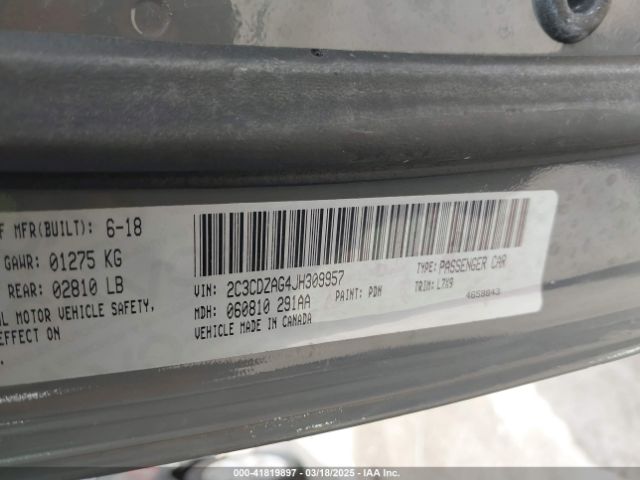 2C3CDZAG4JH309957 Dodge Challenger Sxt