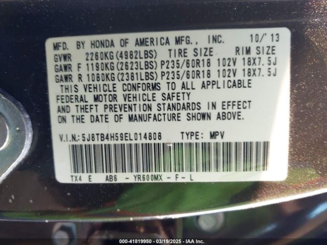 5J8TB4H59EL014808 Acura RDX