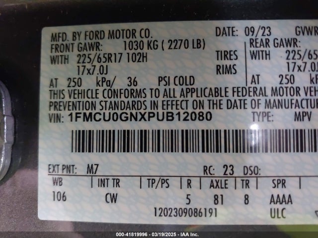 Ford Escape Active 2023 1FMCU0GNXPUB12080 Image 9