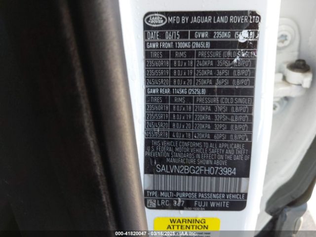 SALVN2BG2FH073984 Land Rover Range Rover Evoque Pure