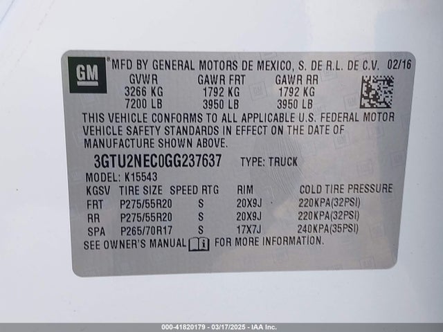 3GTU2NEC0GG237637 GMC Sierra 1500 Slt
