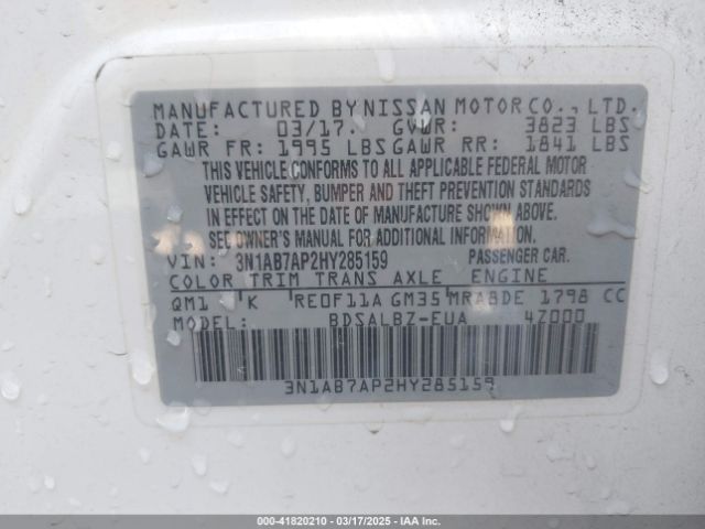 3N1AB7AP2HY285159 Nissan SENTRA S