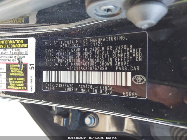 4T1C11AKXPU767899 Toyota CAMRY LE