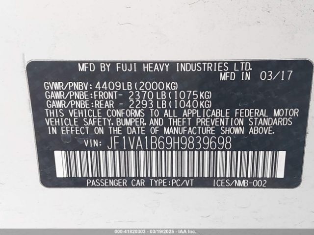 JF1VA1B69H9839698 Subaru WRX