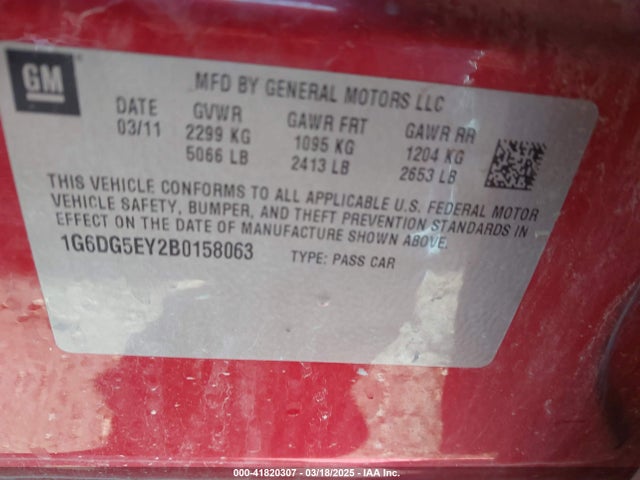 2011 CADILLAC CTS 1G6DG5EY2B0158063 Photo 8