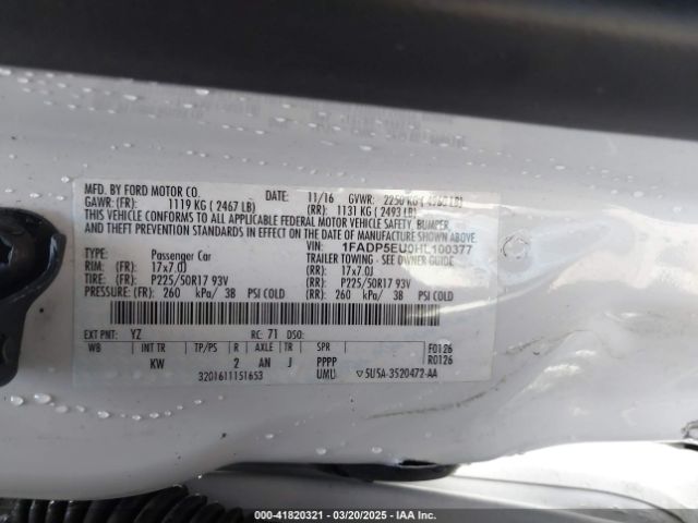 1FADP5EU0HL100377 Ford C-max Energi Se