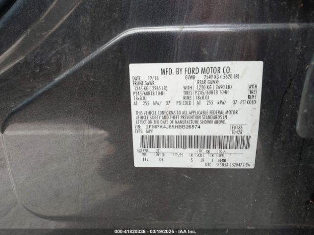 2FMPK4J85HBB26574 Ford EDGE SEL
