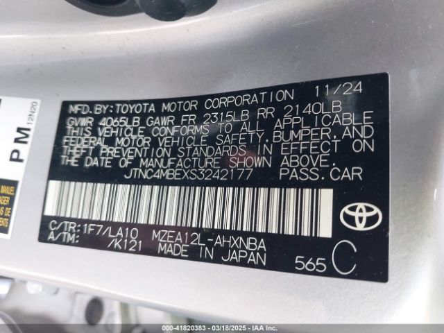 JTNC4MBEXS3242177 Toyota Corolla Xse