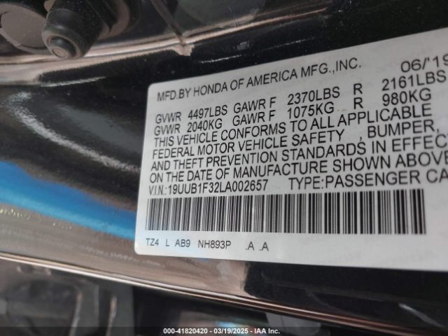 19UUB1F32LA002657 Acura Tlx Standard