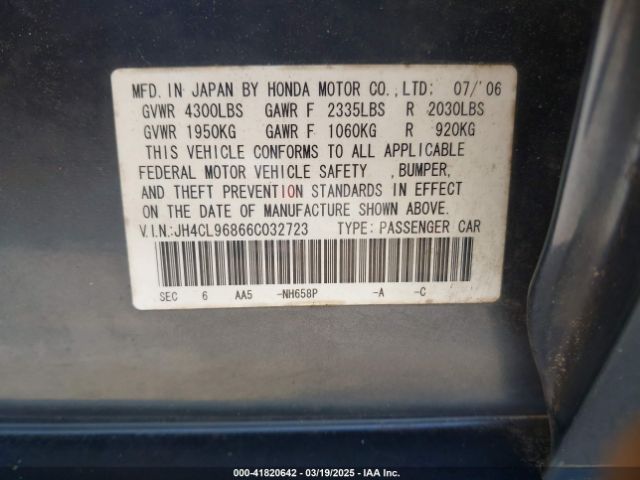 2006 ACURA TSX JH4CL96866C032723 Photo 8