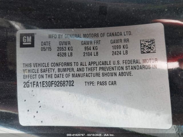 2G1FA1E30F9268702 Chevrolet Camaro 1ls