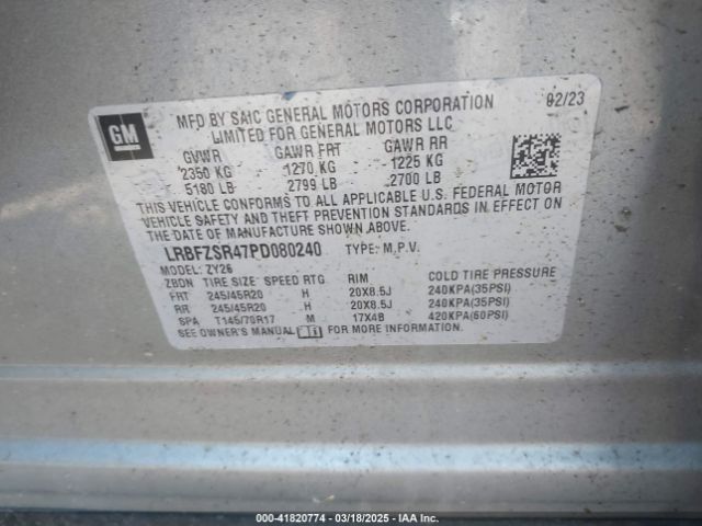 LRBFZSR47PD080240 Buick Envision Avenir Awd