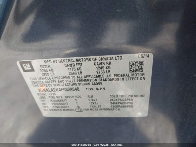 2GNALAEK4E6339040 Chevrolet EQUINOX LS